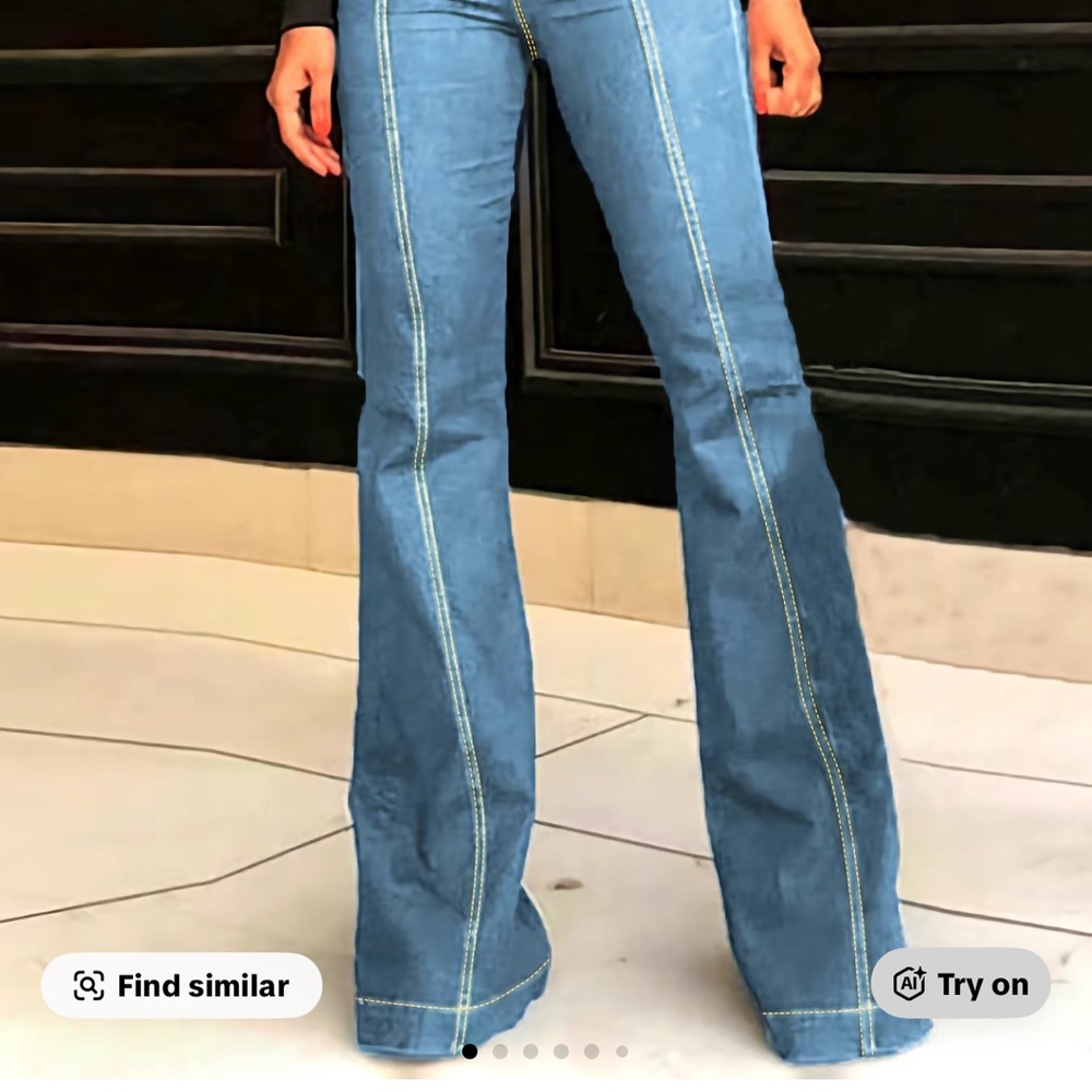 Elegant Blue Wide Leg Jeans